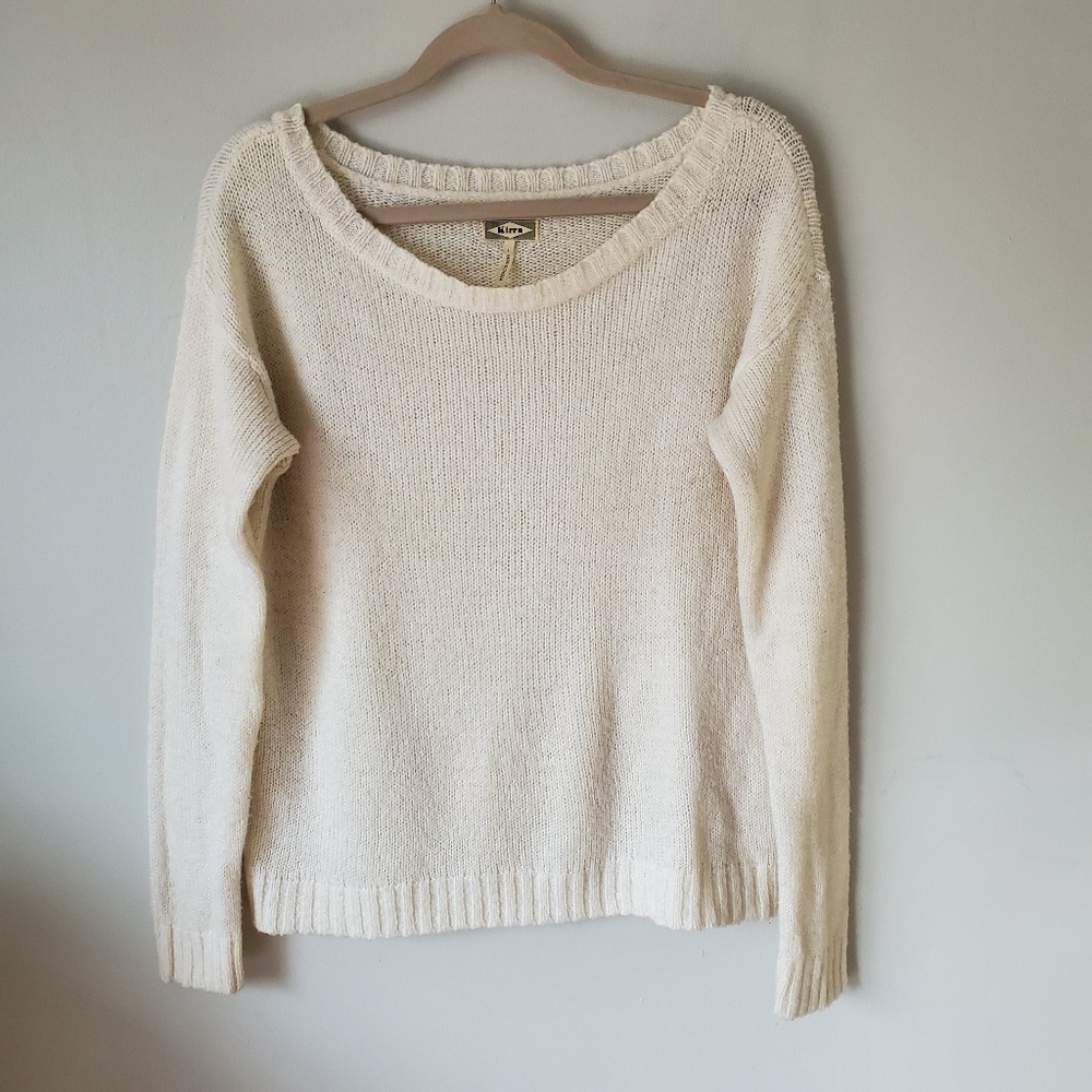 Kirra Cream Boat Scoop Neck Sweater Size Large
